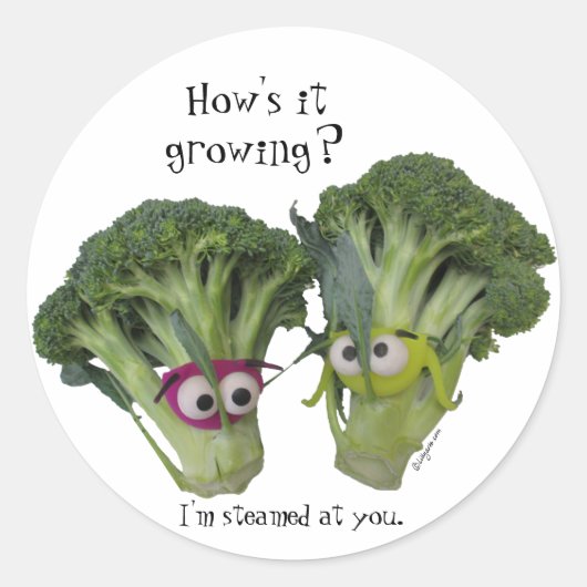 Funny Broccoli Talk Ronde Sticker (Voorkant)
