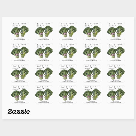 Funny Broccoli Talk Vierkante Sticker (Vel)