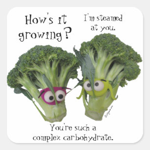Funny Broccoli Talk Vierkante Sticker