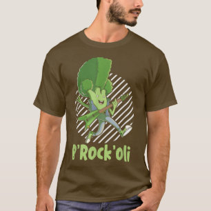 Funny Broccoli Vegan Rock Music Bassige gitarist T-shirt