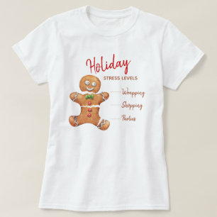 Funny Broken Gingerbrood Man Holiday Stress Niveau T-shirt