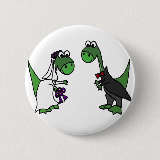 Funny Brontosaurus Wedding Art Ronde Button 5,7 Cm (Voorkant)