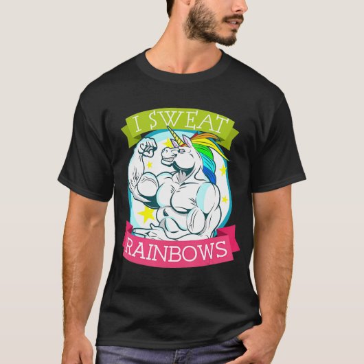 Funny Brony Fitness Unicorn Rainbow Gym Exercise T-shirt (Voorkant)