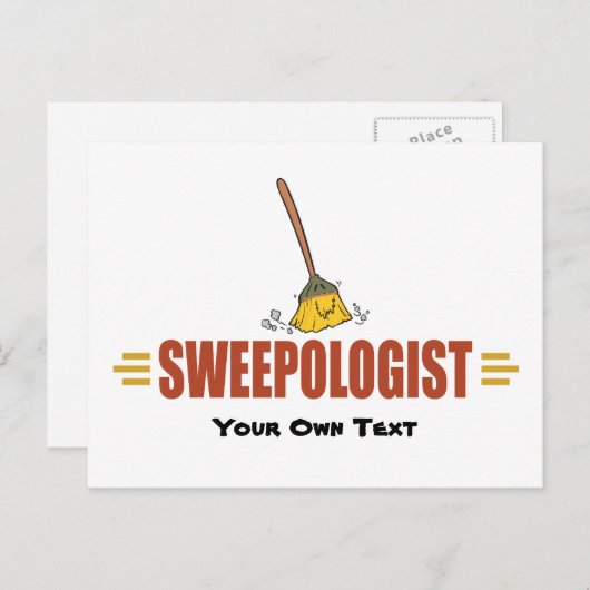 Funny Broom Sweeping Briefkaart (Voorkant / Achterkant)