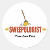Funny Broom Sweeping Ronde Sticker (Voorkant)