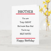 Funny Brother Best Mate Verse Birthday Card Kaart (Gele Bloem)