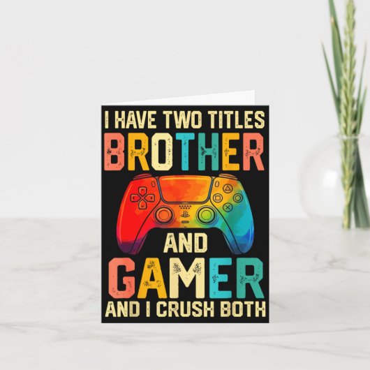 Funny Brother Gamer Graphic Tee Men Boys Teens Vid Kaart (Voorkant)