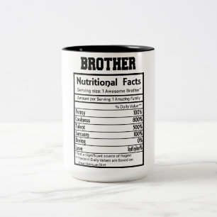 Funny Brother Nutrition Facts Tweekleurige Koffiemok