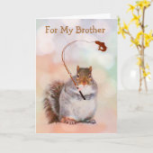 Funny Brother Squirrel Birthday Kaart (Gele Bloem)