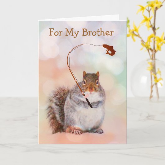 Funny Brother Squirrel Birthday Kaart (Gele Bloem)