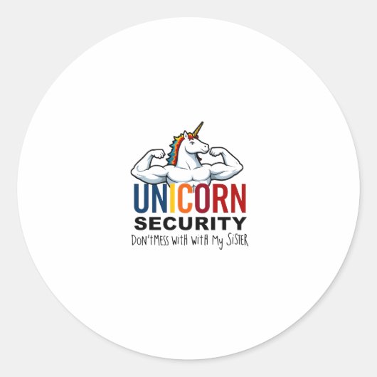 Funny Brother Unicorn Security Dont Mess With My S Ronde Sticker (Voorkant)