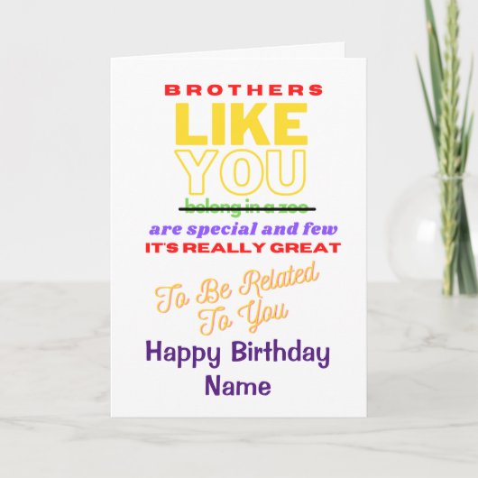 Funny Brother Verse Happy Birthday-kaart Kaart (Voorkant)