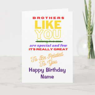 Funny Brother Verse Happy Birthday-kaart Kaart