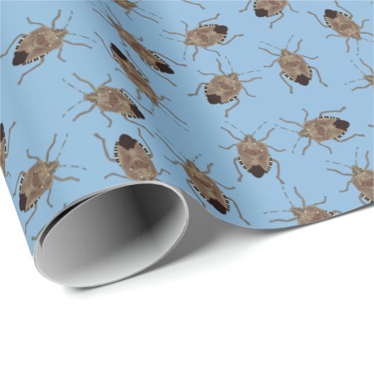 Funny Brown and Blue Stink Bugs Insects Patterned Cadeaupapier (Rol Hoek)