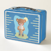 Funny Brown Bear with Ice Cream Kid Metal Lunchbox (Achterkant)