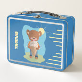 Funny Brown Bear with Ice Cream Kid Metal Lunchbox (Voorkant)