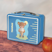 Funny Brown Bear with Ice Cream Kid Metal Lunchbox