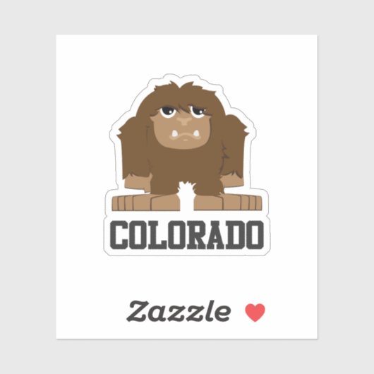 Funny Brown Cartoon Colorado Sasquatch Sticker (Vel)