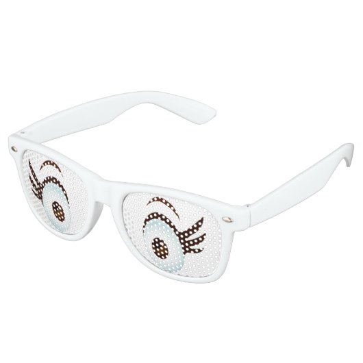 Funny Brown Cartoon Eyes met lange wimpers Retro Zonnebril (Gekanteld)