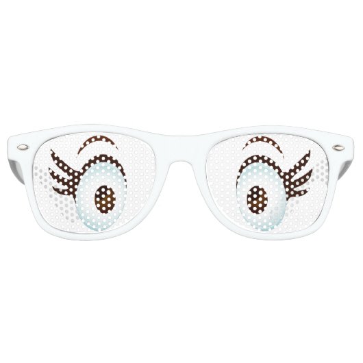 Funny Brown Cartoon Eyes met lange wimpers Retro Zonnebril (Voorkant)