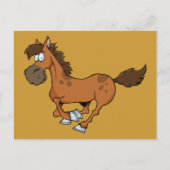 FUNNY BROWN CARTOON HORSE RUNNING GALLOPING BRIEFKAART (Voorkant)