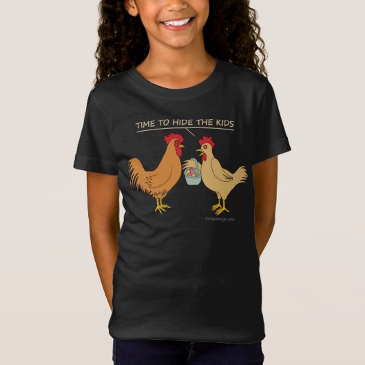 Funny Brown Chicken Easter Hunt Cartoon T-shirt (Voorkant)
