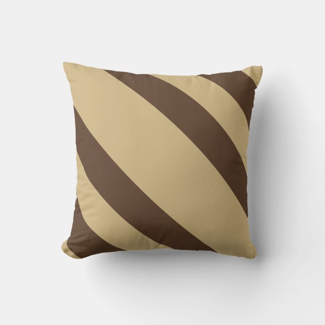 Funny Brown Diagonal Stripes Kussen (Voorkant)