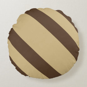 Funny Brown Diagonal Stripes Rond Kussen