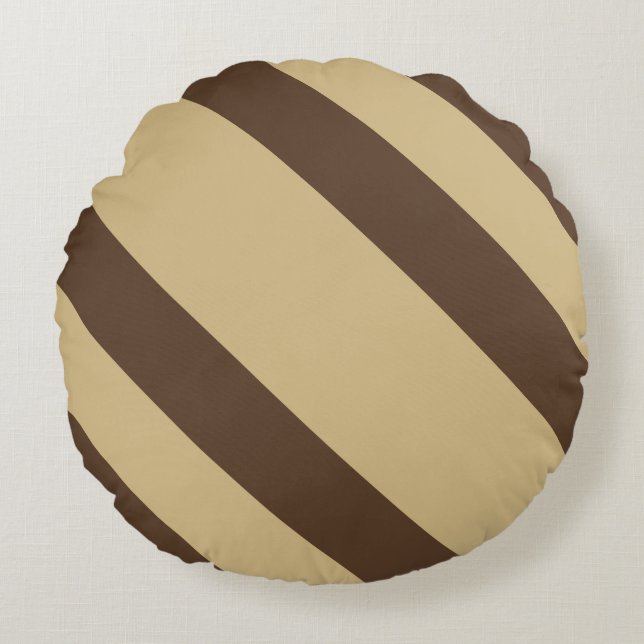 Funny Brown Diagonal Stripes Rond Kussen (Voorkant)