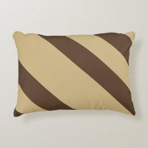 Funny Brown Diagonal Stripes Round Pillow Accent Kussen
