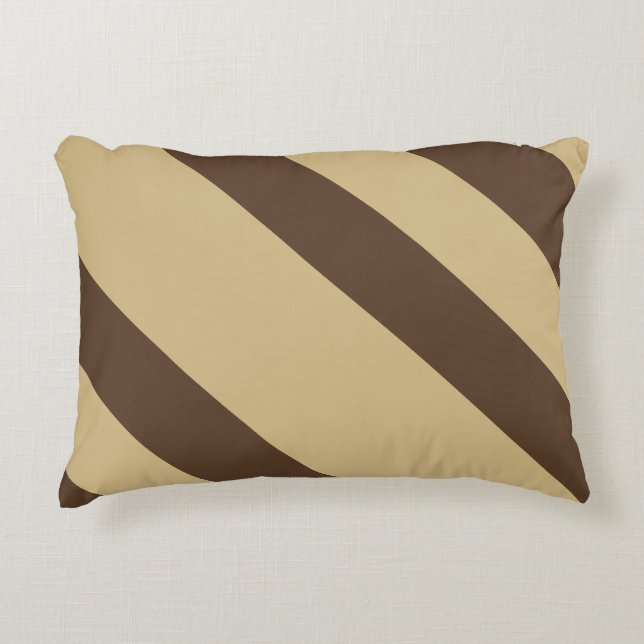 Funny Brown Diagonal Stripes Round Pillow Accent Kussen (Voorkant)