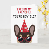 Funny Brown en Tan French Bulldog Birthday Kaart (Gele Bloem)