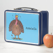 Funny brown farmyard turkey met vliegende cartoon (In situ)