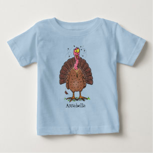Funny brown farmyard turkey met vliegende cartoon