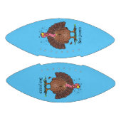 Funny brown farmyard turkey met vliegende cartoon american football (Panelen)