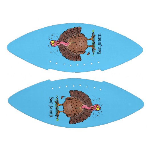 Funny brown farmyard turkey met vliegende cartoon american football (Panelen)