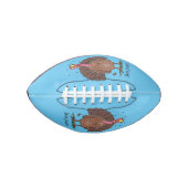 Funny brown farmyard turkey met vliegende cartoon american football (Voorkant)