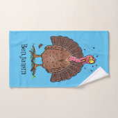 Funny brown farmyard turkey met vliegende cartoon bad handdoek (Handdoek)