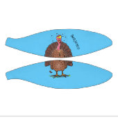 Funny brown farmyard turkey met vliegende cartoon basketbal (Panelen)