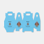 Funny brown farmyard turkey met vliegende cartoon bedankdoosjes (Uitgevouwen)