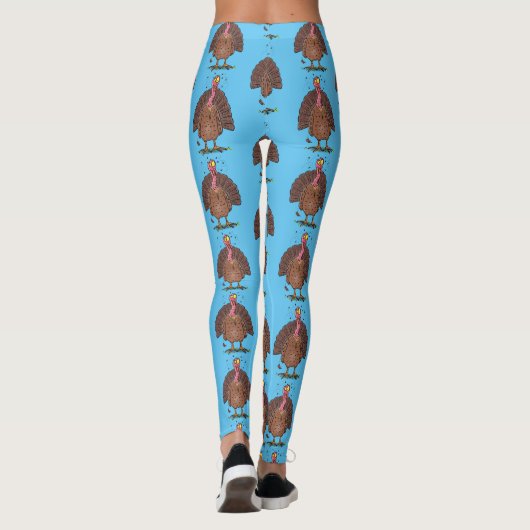 Funny brown farmyard turkey met vliegende cartoon leggings (Achterkant)