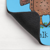 Funny brown farmyard turkey met vliegende cartoon muismat (Hoek)