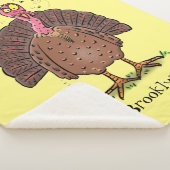 Funny brown farmyard turkey met vliegende cartoon sherpa deken (3/4)