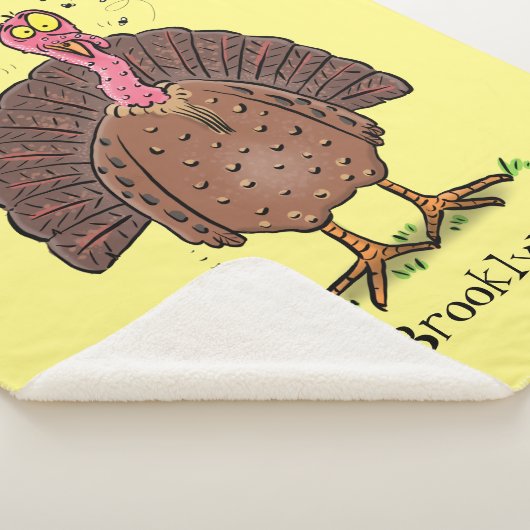 Funny brown farmyard turkey met vliegende cartoon sherpa deken (3/4)