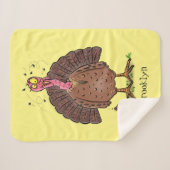 Funny brown farmyard turkey met vliegende cartoon sherpa deken (Voorkant (horizontaal))