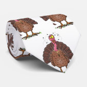 Funny brown farmyard turkey met vliegende cartoon stropdas (Opgerold)