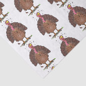 Funny brown farmyard turkey met vliegende cartoon tissuepapier (Detail)