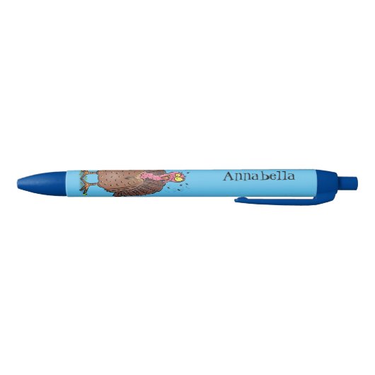 Funny brown farmyard turkey met vliegende cartoon zwarte inkt pen (Bodem)