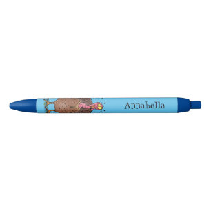 Funny brown farmyard turkey met vliegende cartoon zwarte inkt pen