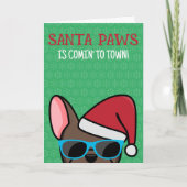 Funny Brown French Bulldog Santa Paws Kerstmis Kaart (Voorkant)